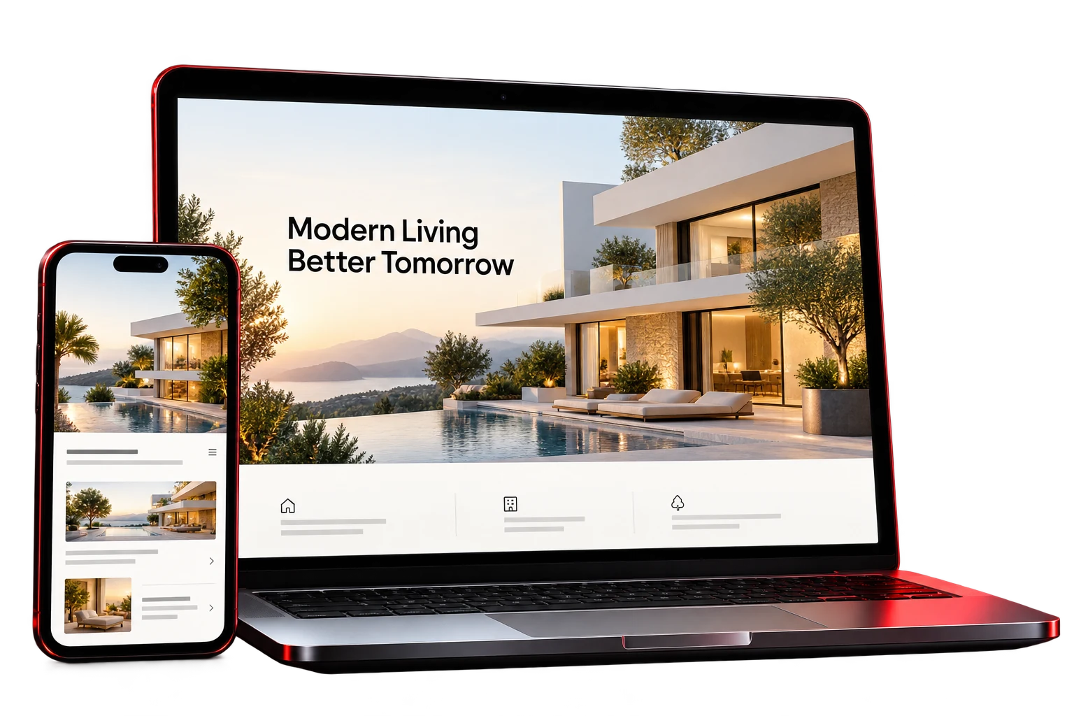 Concept architecture website on laptop and mobile screens